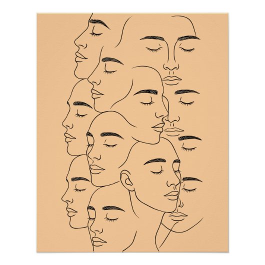 Overlapping Faces Print, Minimalist Line Art, Face Poster (Vorderseite)