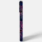 Overlapping Herz Muster, rosa auf blauem Schwarz B Case-Mate iPhone Hülle (Rückseite / Links)