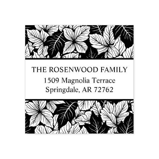 Overlapping Leaves Chic Nature Return Address Gummistempel (Prägung)