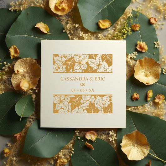 Overlapping Leaves Pattern Elegant Nature Wedding Gummistempel