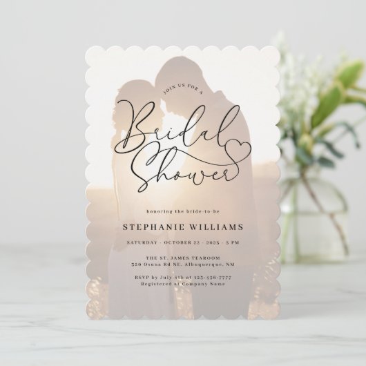 Overlay Foto Bridal Dusche Einladung (Stehend Vorderseite)