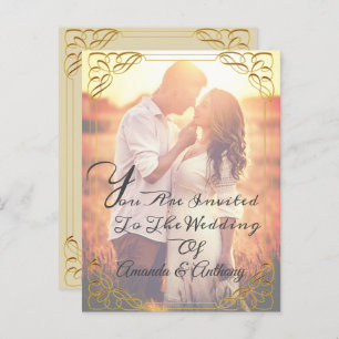 Overlay Foto Budget elegante Hochzeitseinladung Einladungspostkarte