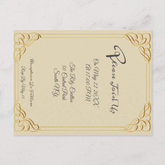 Overlay Foto Budget elegante Hochzeitseinladung Einladungspostkarte (Rückseite)