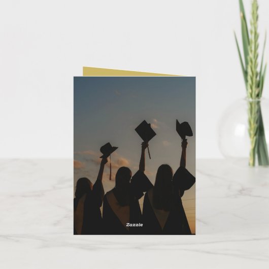 Overlay Gold Ribbon Graduation Cap Cutout Foto Dankeskarte (Rückseite)