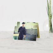 Overlay Gold Ribbon Graduation Cap Modernes 3-Foto Dankeskarte (Rückseite)