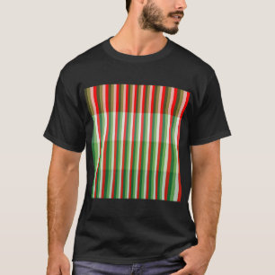 Overlay-Muster in Grün, Sternweiß und Rot T-Shirt
