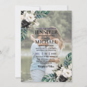 Overlay Portrait Picture Foto QR B&W Wedding Einladung (Vorderseite)