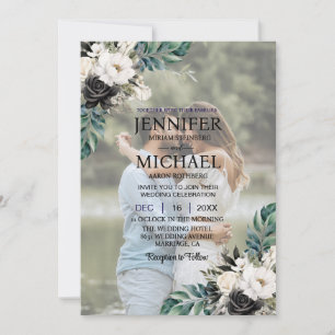 Overlay Portrait Picture Foto QR B&W Wedding Einladung