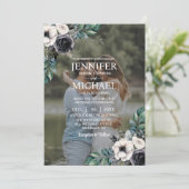 Overlay Portrait Picture Foto QR B&W Wedding Einladung (Stehend Vorderseite)