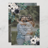 Overlay Portrait Picture Foto QR B&W Wedding Einladung (Vorne/Hinten)