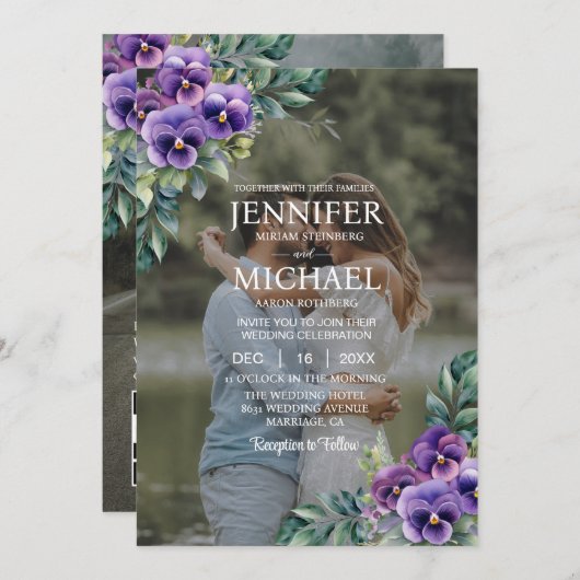 Overlay Portrait Picture Foto QR Stiefmütterchen H Einladung (Vorne/Hinten)