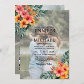 Overlay Portrait Picture Foto QR Tropical Wedding Einladung (Vorne/Hinten)