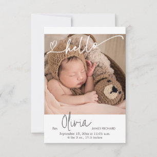 Overlay Text Hello Newborn Birth Ankündigung