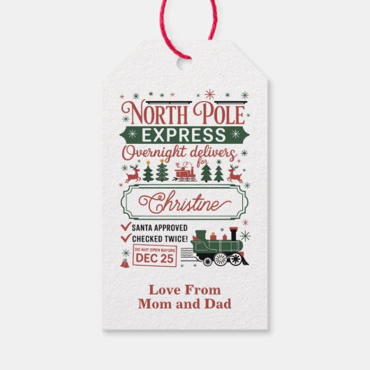 Overnight Delivery Santa Approved Geschenkanhänger (Rückseite)