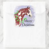 Overo Paint Horse (Weihnachten) Quadratischer Aufkleber (Tasche)