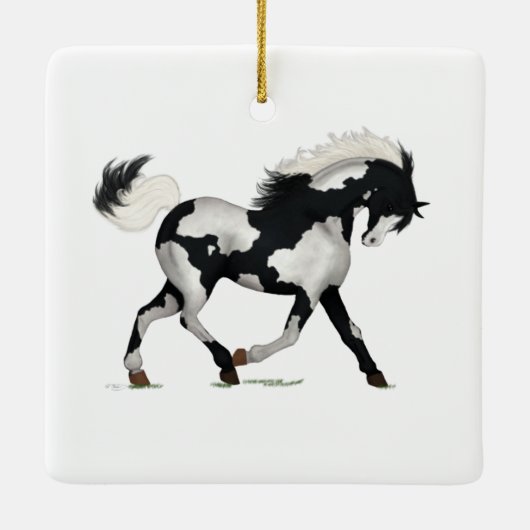 Overo Pinto Paint Horse Pony Reittier Keramikornament (Rückseite)