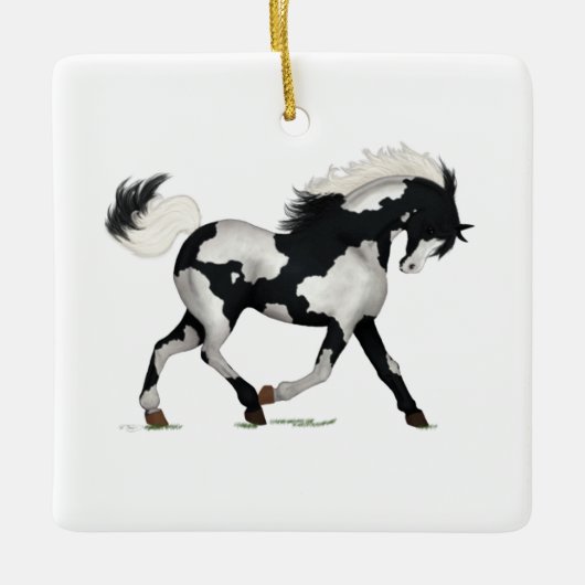 Overo Pinto Paint Horse Pony Reittier Keramikornament (Vorderseite)