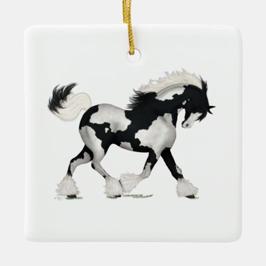 Overo Sinti und Roma Vanner Horse Personalisiert W Keramikornament (Vorderseite)