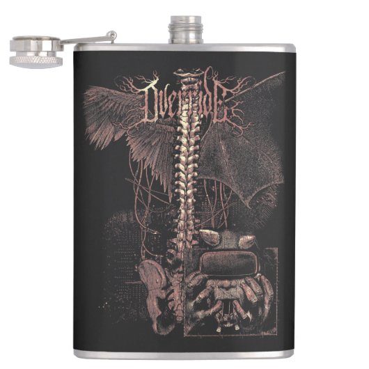 Override - Techno-Goth Streetwear Design Flachmann (Geöffnet)