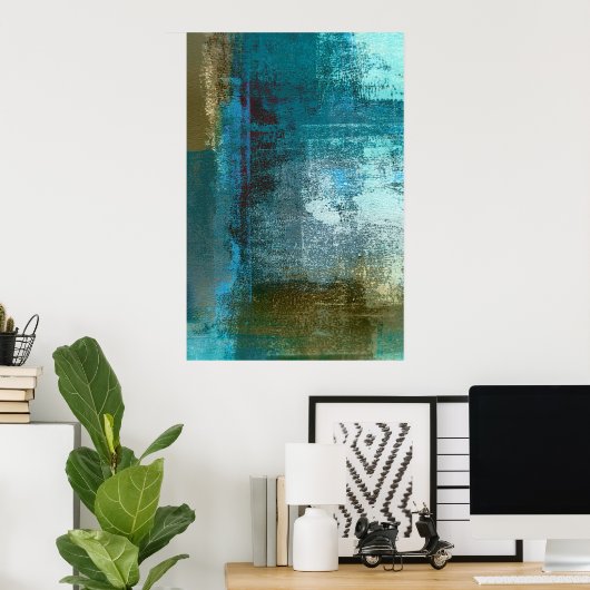 'Oversibel' Aquamarines Abstrakt Art Poster drucke (Heimbüro)
