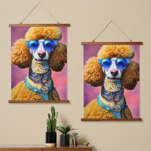Oversibles Sonnenbrille Poodle Dog Wandteppich Mit Holzrahmen