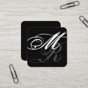 Oversified Curly Calligraphy Minimalistisch Black Quadratische Visitenkarte