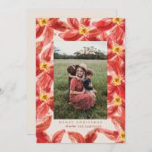 Oversified Red Poinsettia Foto Weihnachtskarte Einladung (Vorne/Hinten)