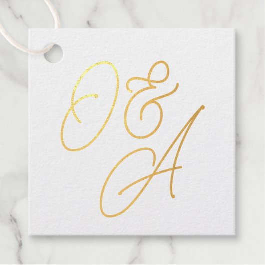 Oversified Script Monogram Wedding Geschenkanhänger (Vorderseite)