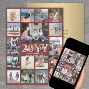 Oversifiziert Was für ein Jahr Foto Collage Burgun Feiertagskarte