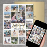 Oversifiziert Was für ein Jahr Foto Collage Gold u Feiertagskarte<br><div class="desc">Was für ein Jahr zu erinnern! Versenden Sie stilvolle, fröhliche Grüße und teilen Sie 17 Ihrer Lieblingsfotos mit einer extra großen 6, 5" x 8, 75" Foto Collage Urlaubskarte. (IMAGE PLACEMENT TIP: Eine einfache Möglichkeit, ein Foto genau so zu zentrieren, wie Sie es gewollt haben, ist es, es einzuschneiden, bevor...</div>