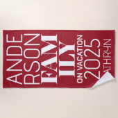 Oversifizierte Buchstaben Familienname Rot Strandtuch (Vorderseite)