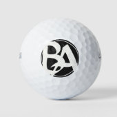 Oversifizierte Initialen in Weiß und Schwarz Golfball (Vorderseite)