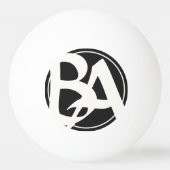 Oversifizierte Initialen in Weiß und Schwarz Tischtennisball (Vorderseite)