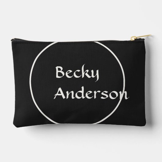 Oversifizierte Initialen in Weiß und Schwarz Zubehörtasche (Rückseite)