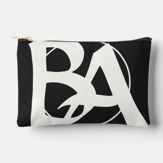 Oversifizierte Initialen in Weiß und Schwarz Zubehörtasche (Vorderseite)