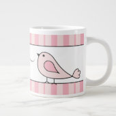 Oversifizierter Niedlicher Vogelrosa Streifen Pers Jumbo-Tasse (Rechts)