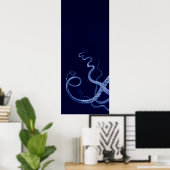 Oversifizierter Octopus Triptych I Print in Blau Poster (Heimbüro)