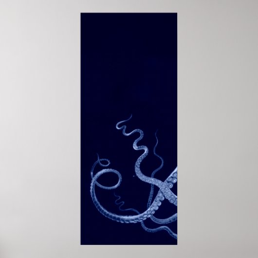 Oversifizierter Octopus Triptych I Print in Blau Poster (Vorne)