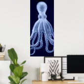 Oversifizierter Octopus Triptych II Print in blau Poster (Heimbüro)