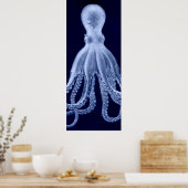 Oversifizierter Octopus Triptych II Print in blau Poster (Küche)
