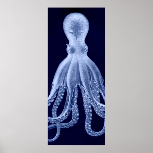 Oversifizierter Octopus Triptych II Print in blau Poster (Vorne)