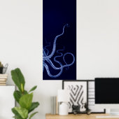 Oversifizierter Octopus Triptych III Print in blau Poster (Heimbüro)