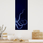 Oversifizierter Octopus Triptych III Print in blau Poster (Küche)