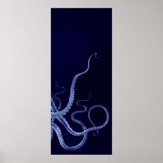 Oversifizierter Octopus Triptych III Print in blau Poster (Vorne)