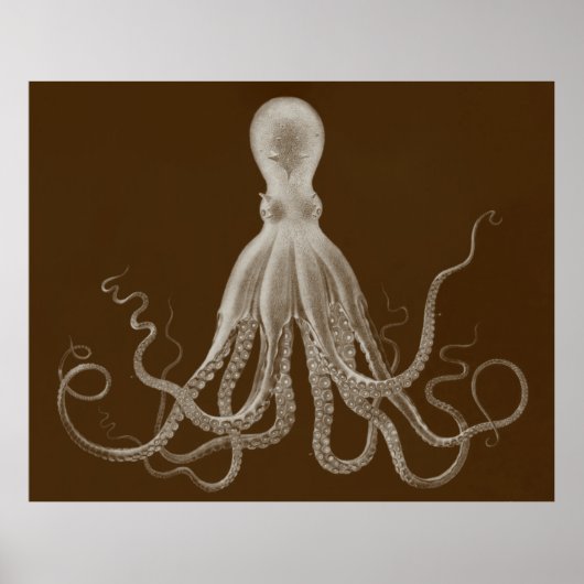Oversifizierter Octopus Triptychdruck in braun Poster (Vorne)