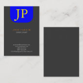 Oversifiziertes Minimalistisches Monogramm Graubla Visitenkarte (Vorne/Hinten)