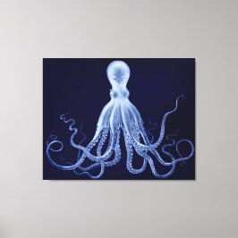 Oversifiziertes Octopus-Triptychon in Blau Leinwanddruck