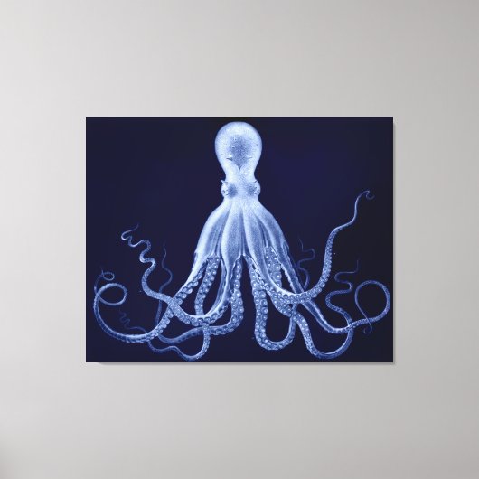 Oversifiziertes Octopus-Triptychon in Blau Leinwanddruck (Vorderseite)