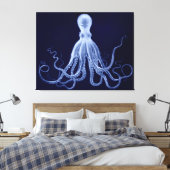 Oversifiziertes Octopus-Triptychon in Blau Leinwanddruck (Insitu (Schlafzimmer))