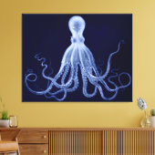 Oversifiziertes Octopus-Triptychon in Blau Leinwanddruck (Insitu (Wohnzimmer))